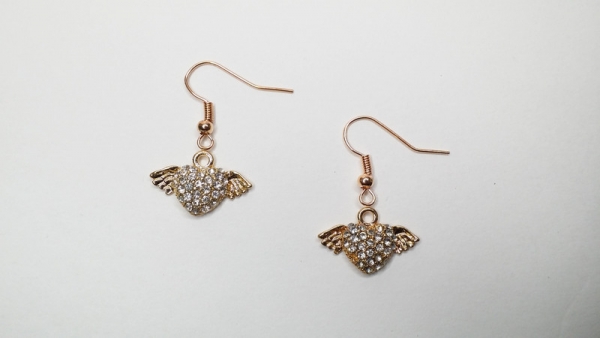 Flügelherz Ohrringe hell goldfarben heart